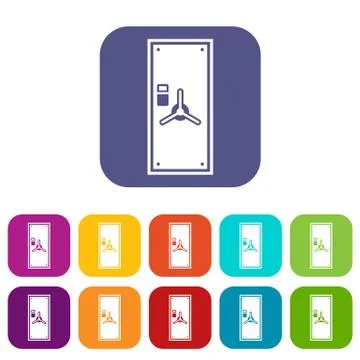 Safe door icons set 스톡 일러스트