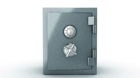 Safe door opening. Camera flying inside. HD 1080. Alpha mask. Stock Footage 27853383