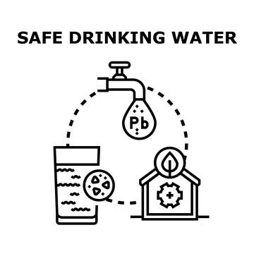 Safe drinking water concept with purification system Stock Illustration