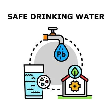 Safe drinking water concept with purification system Stock Illustration