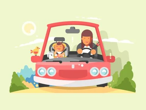 Safe driving in car Stock Illustration
