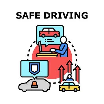 Safe driving concept vector icon illustration Stock Illustration