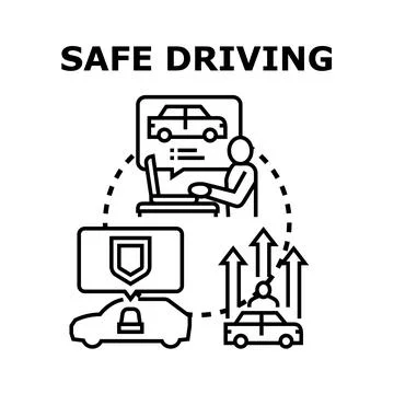 Safe driving concept vector icon illustration Stock Illustration