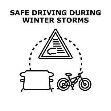 Safe driving during winter storms concept illustration 库存插图