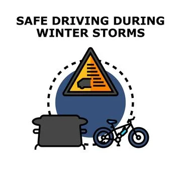 Safe driving during winter storms concept illustration Stock Illustration