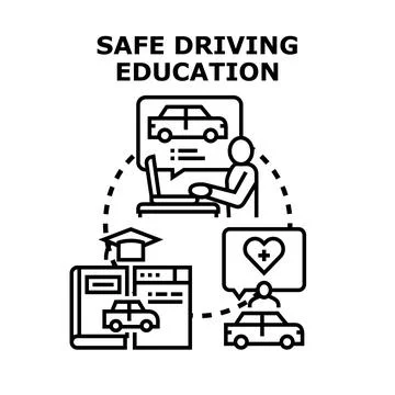 Safe driving education and responsible driver training concept Stock Illustration