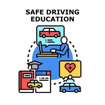 Safe driving education and responsible driver training concept Stock Illustration