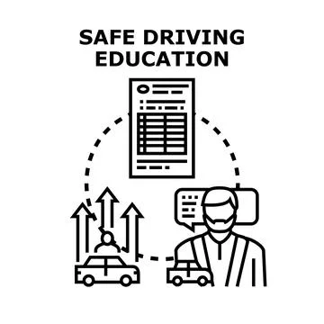 Safe driving education program developing driver knowledge Stock Illustration