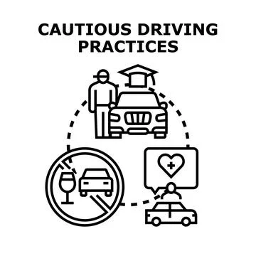 Safe driving practices for responsible road safety education Stock Illustration
