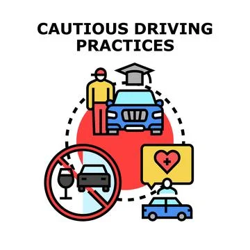 Safe driving practices for responsible road safety education Stock Illustration