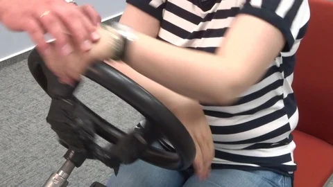Safe driving school - steering wheel turns with an instructor Stock Footage 94821033