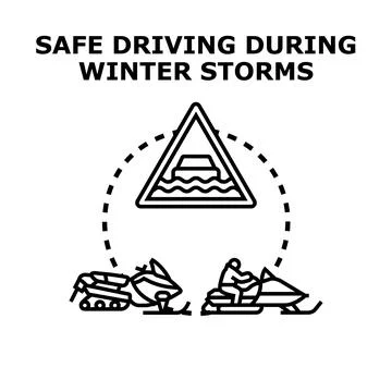 Safe driving winter storms hazard concept 库存插图