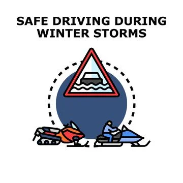Safe driving winter storms hazard concept 库存插图