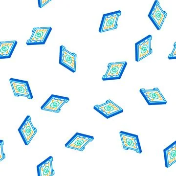 Safe electronic for protect chia cryptocurrency isometric icon seamless patte Stock Illustration