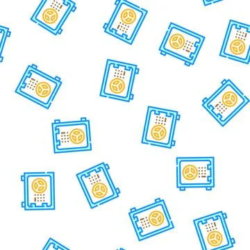 Safe equipment for storage money vector seamless pattern Stock Illustration