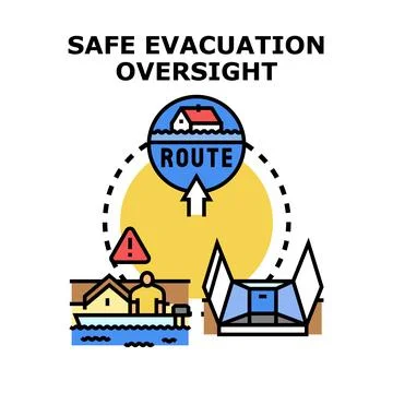 Safe evacuation oversight during flood disaster Stock Illustration