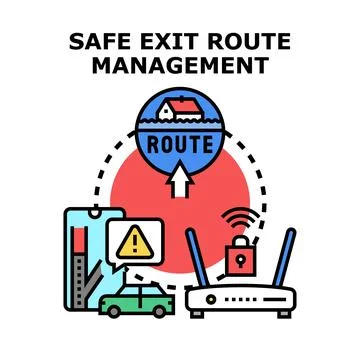 Safe exit route management system concept Stock Illustration