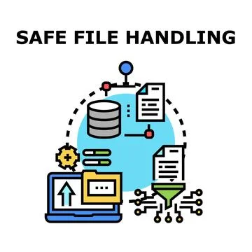 Safe file handling process protecting digital data Stock Illustration