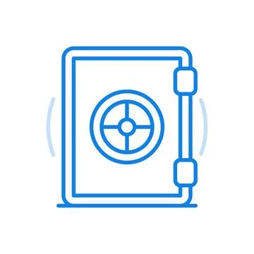 Safe financial storage vector line icon. Security of cash deposits in stron.. Stock Illustration