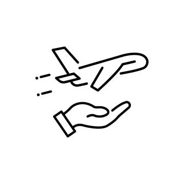 Safe flight icon, plane flight concept, thin line symbol isolated on white Stock Illustration