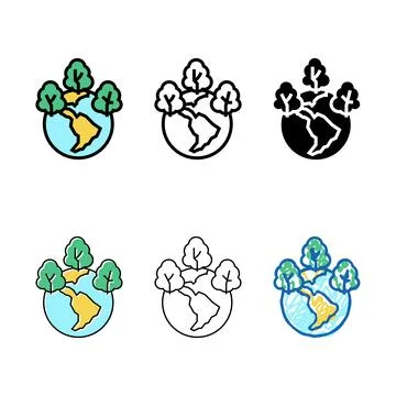 Safe forest and ecosystem color icon vector pack Stock Illustration