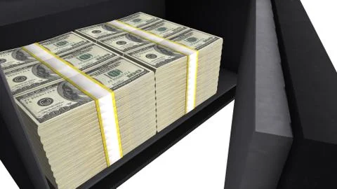 Safe full of US dollar stacks Stock Illustration