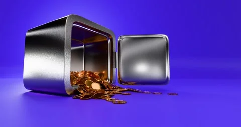 Safe with gold coins Stock Footage 299700855