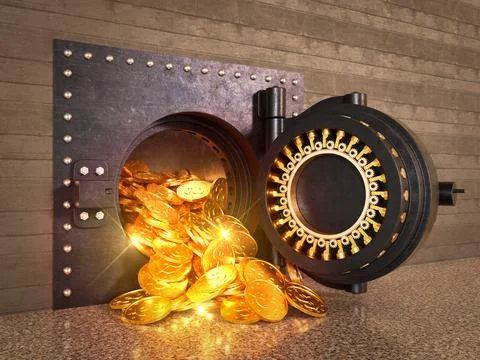 Safe with gold coins Ilustración de archivo