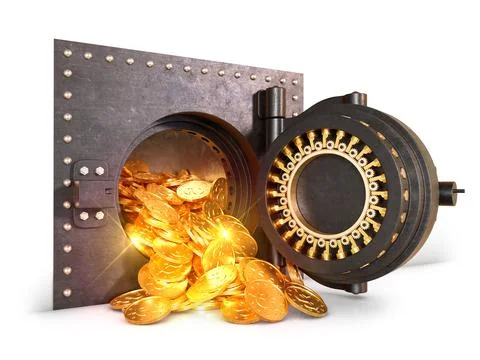 Safe with gold coins Stock Illustration