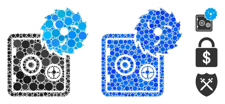 Safe Hacking Theft Composition Icon of Round Dots 스톡 일러스트