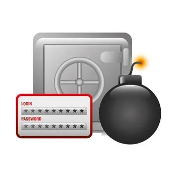 Safe heavy box with set icons 스톡 일러스트
