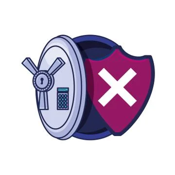Safe heavy box with shield 库存插图