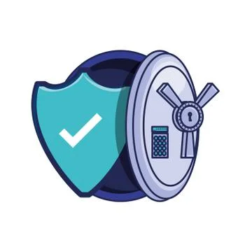 Safe heavy box with shield Illustrazione stock