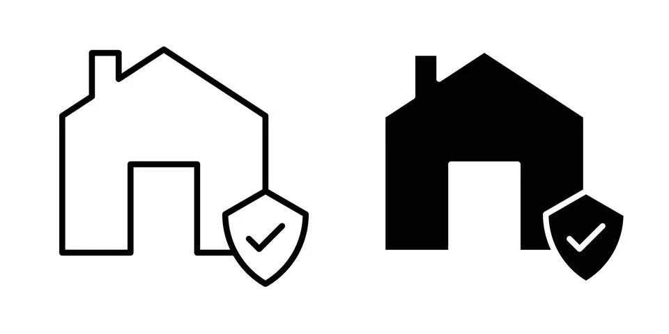 Safe home icon vector concepts, line and silhouette style Stock Illustration