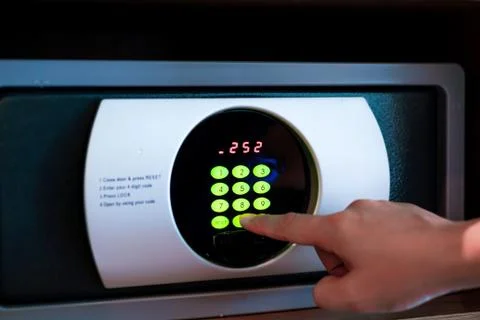 A safe in the hotel with password Stock Photos