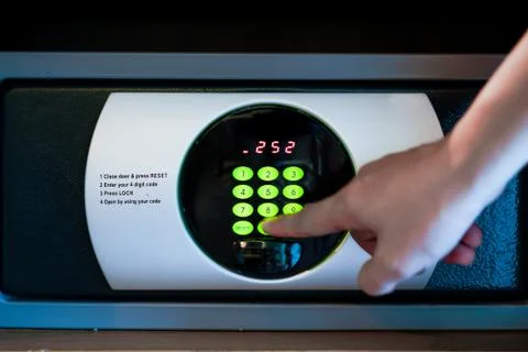 A safe in the hotel with password Stock Photos