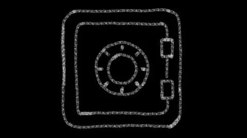 Safe icon, designed with drawing style on a blackboard, an animated footage Stock Illustration
