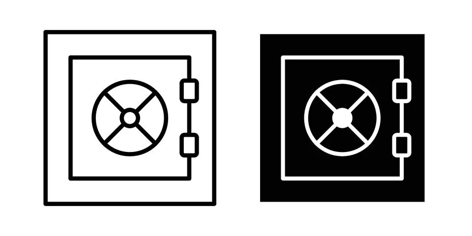 Safe icon linear versions pack on white background Stock Illustration