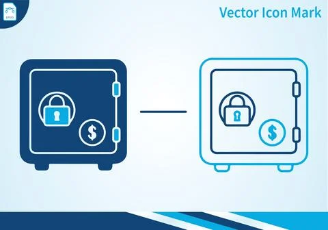 Safe icon mark in solid and outline styles, security concept. Stock Illustration