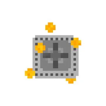 Safe icon pixel art isolated. Finance symbol pixelated. 8 bit Sign for bank.. Illustrazione stock