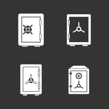 Safe icon set grey Stock Illustration