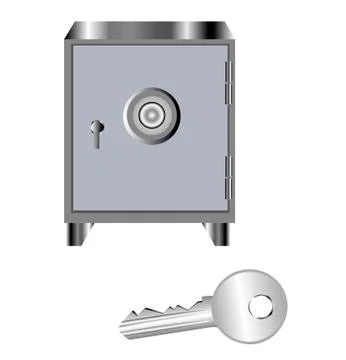 Safe with key Stock Illustration