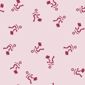 Safe lifting technique injury prevention glyph vector seamless pattern Stock Illustration