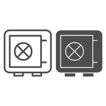 Safe line and solid icon. Metal bank box saving money cash, srongbox 스톡 일러스트