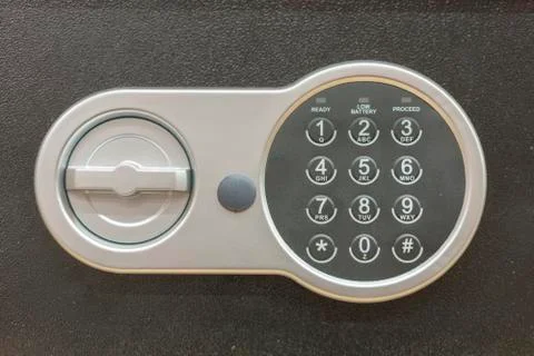 Safe lock code Password Pad number Protection Safety box bank. safe code lock Stock Photos