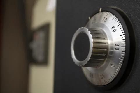 Safe lock code on safety box bank close up Stock Photos