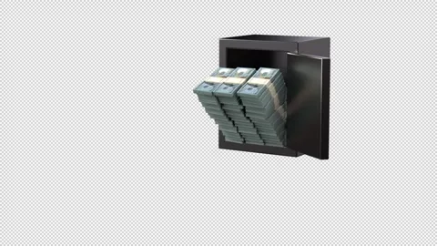 Safe with money – 3d render with alpha channel. Stock Footage 327835588