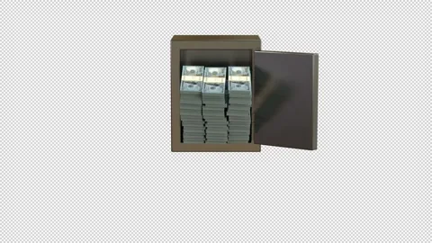 Safe with money – 3d render with alpha channel. Stock Footage 327835595