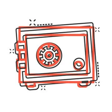 Safe money icon in comic style. Strongbox cartoon vector illustration on whit イラスト素材