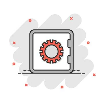 Safe money icon in comic style. Strongbox cartoon vector illustration on whit イラスト素材
